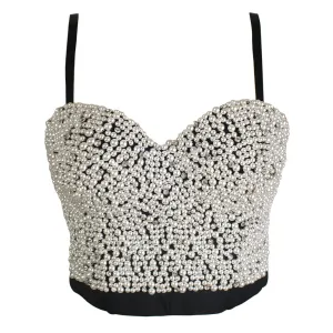Handmade Pearls Jewel Diamond Bralet Women's Bustier Top