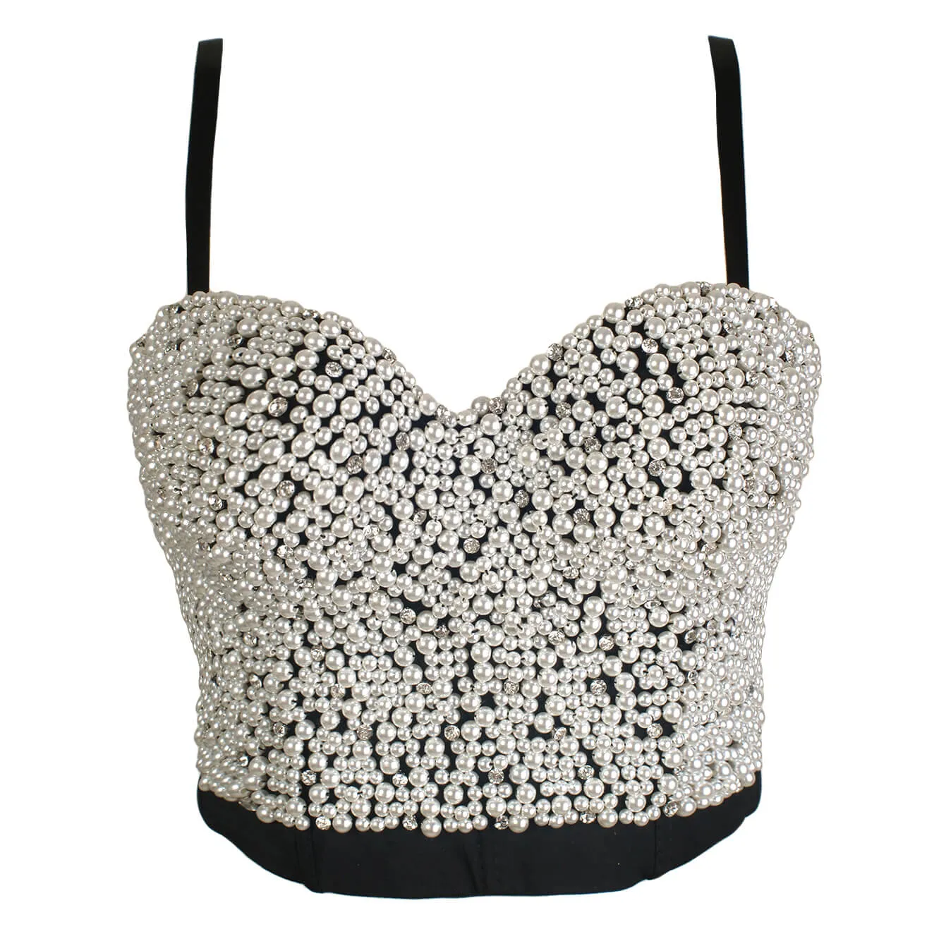 Handmade Pearls Jewel Diamond Bralet Women's Bustier Top