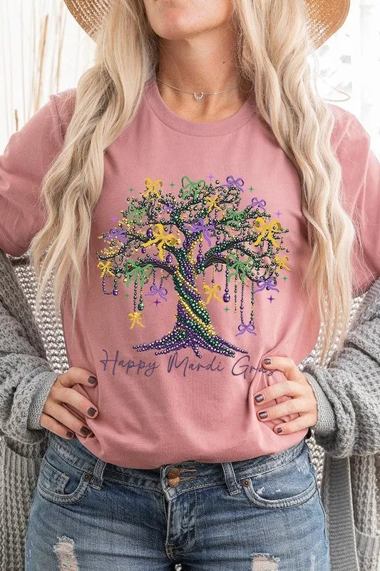 Happy Mardi Gras Tree Graphic Plus Tee