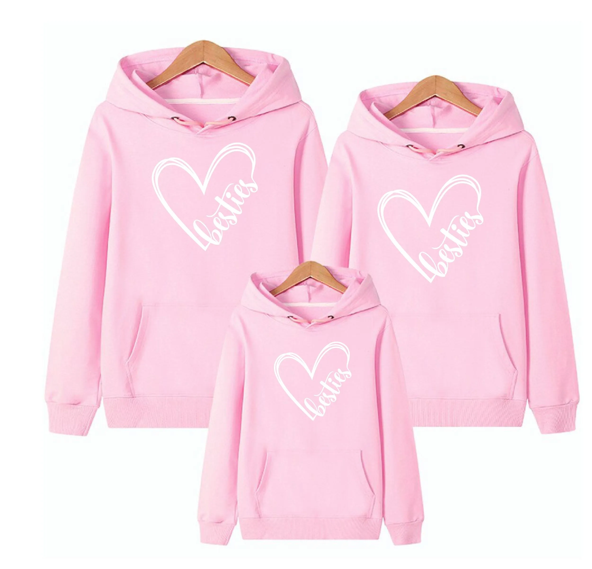 Heart Print Besties Hoodie