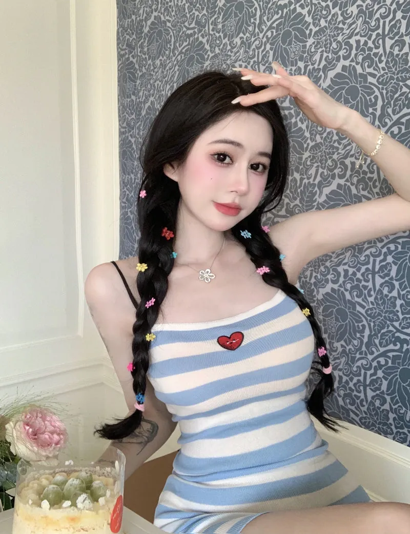 HEART STRIPE SLIM DRESS yc50310