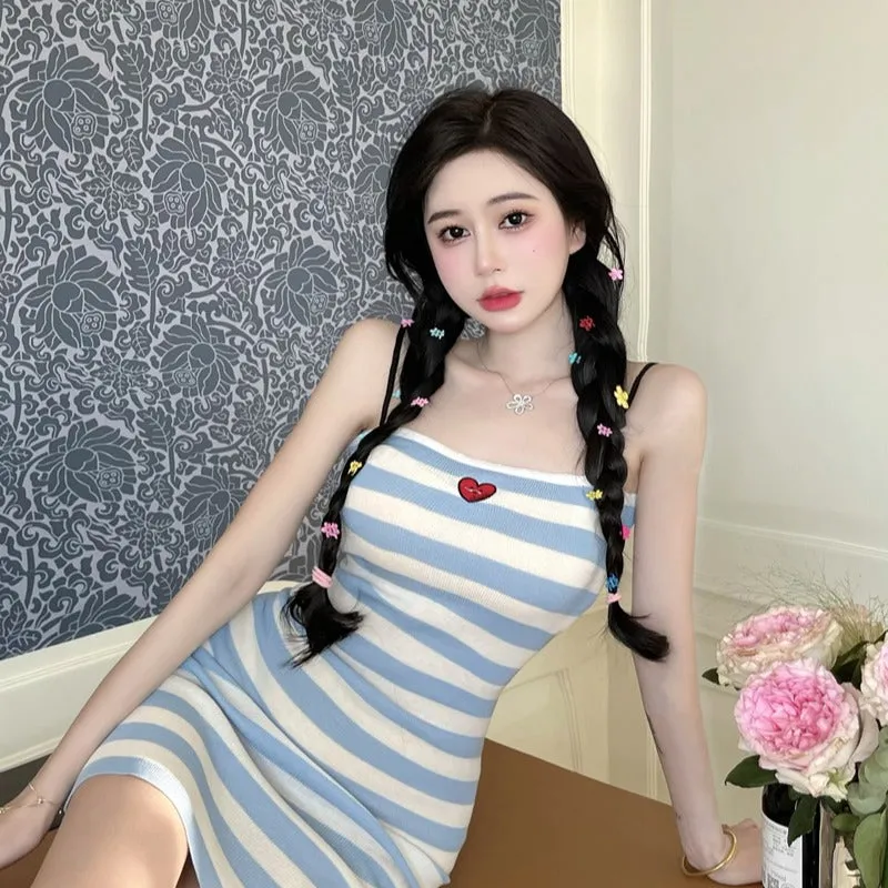 HEART STRIPE SLIM DRESS yc50310