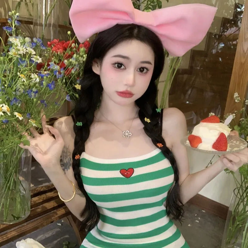 HEART STRIPE SLIM DRESS yc50310
