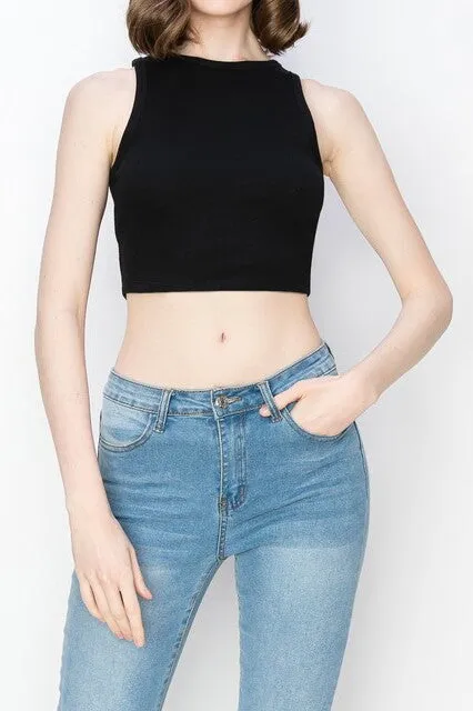 High Neck Cropped Tank Top – Soft and Stretchy Casual Fit ZBRC227C76 $4Each