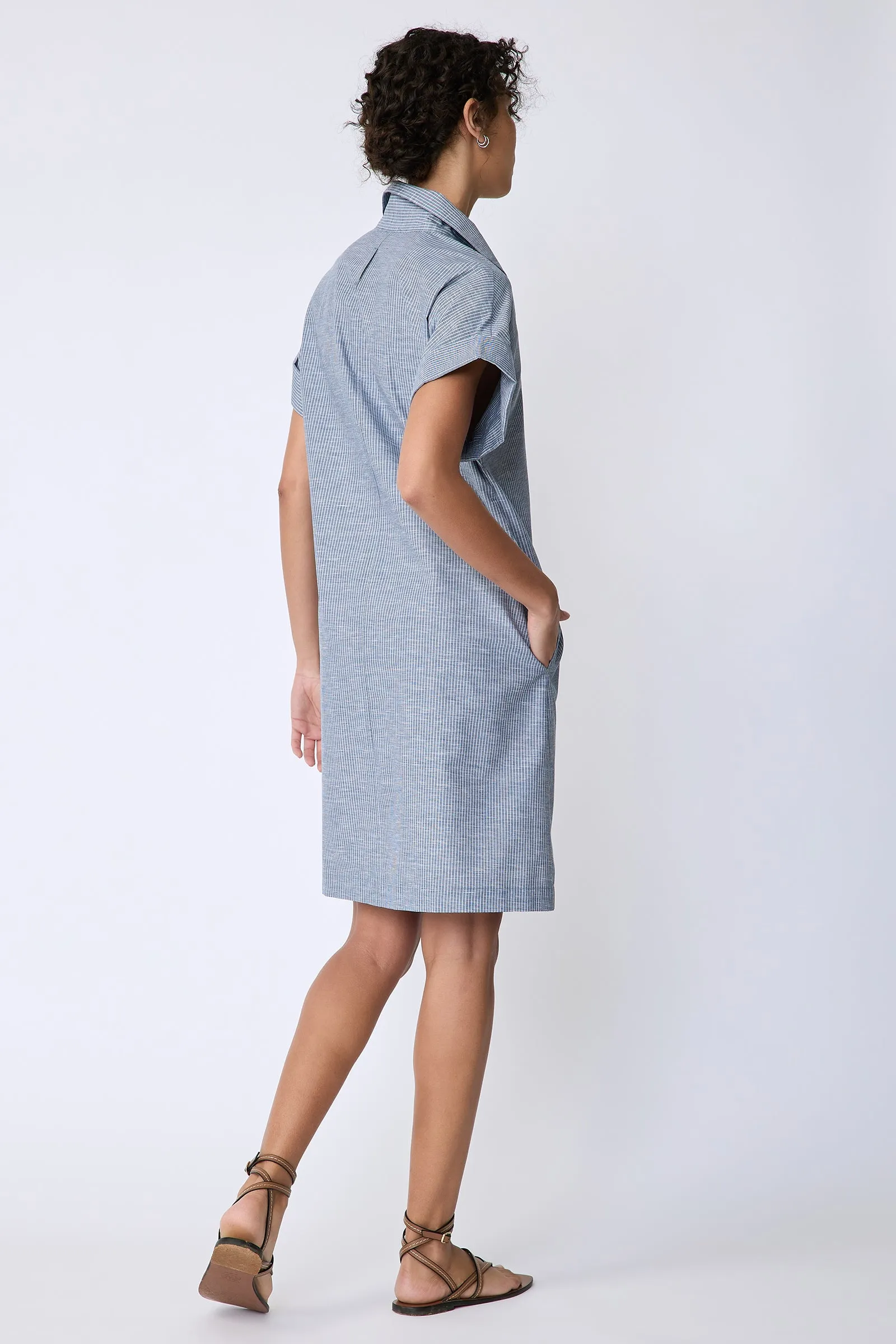 Holly Kimono Dress - Dark Indigo Stripe