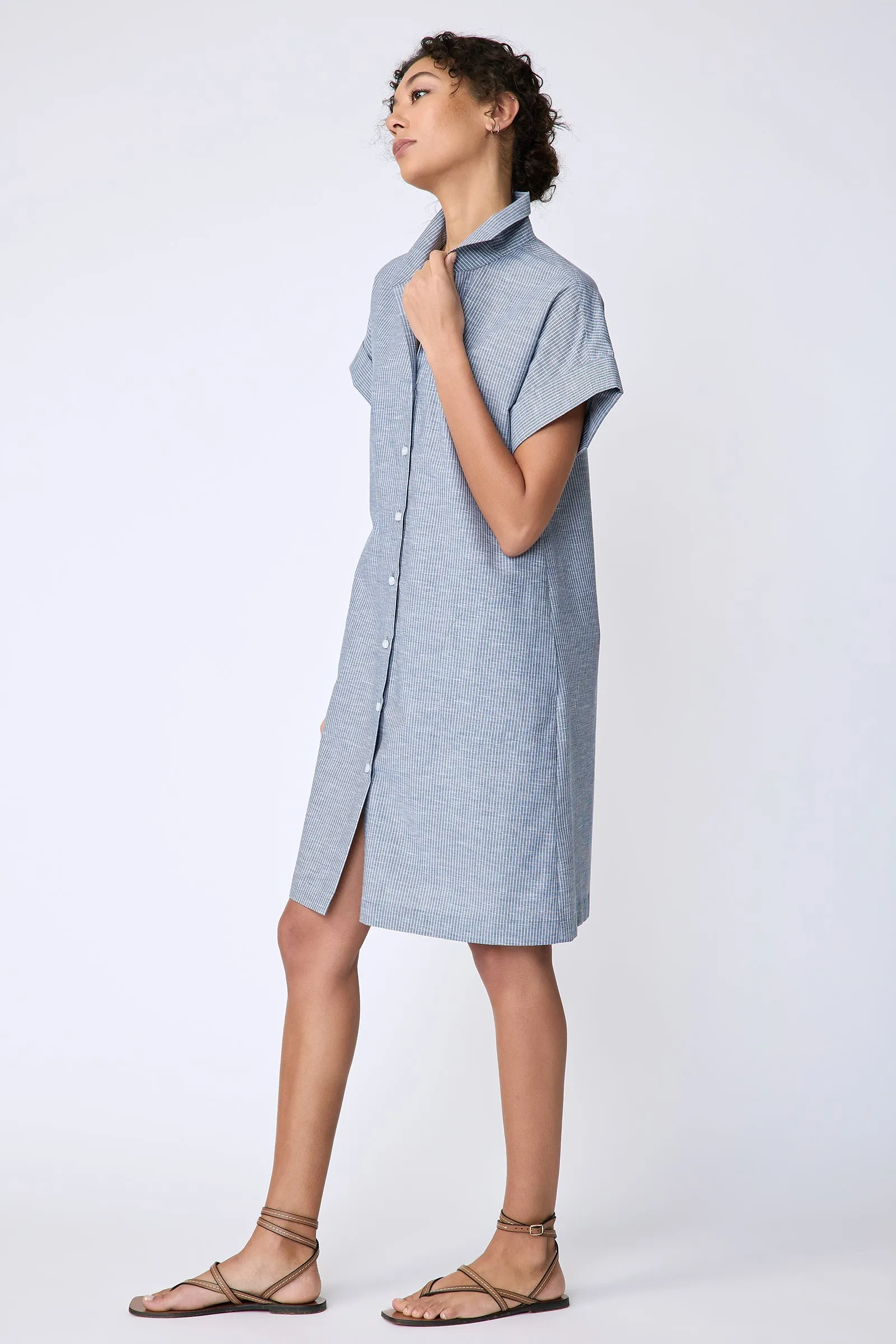 Holly Kimono Dress - Dark Indigo Stripe