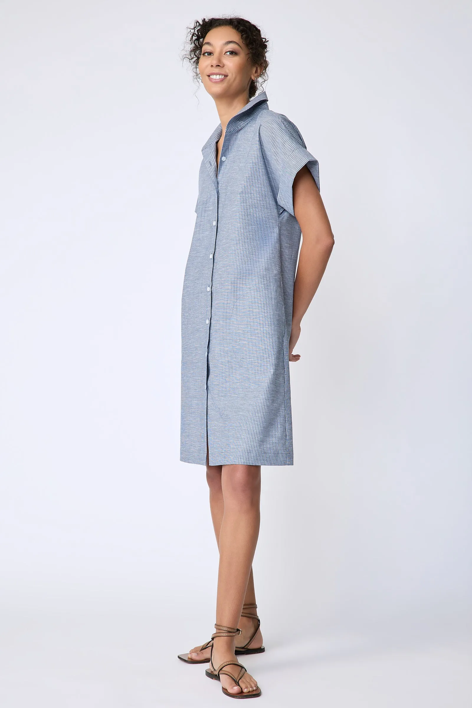 Holly Kimono Dress - Dark Indigo Stripe