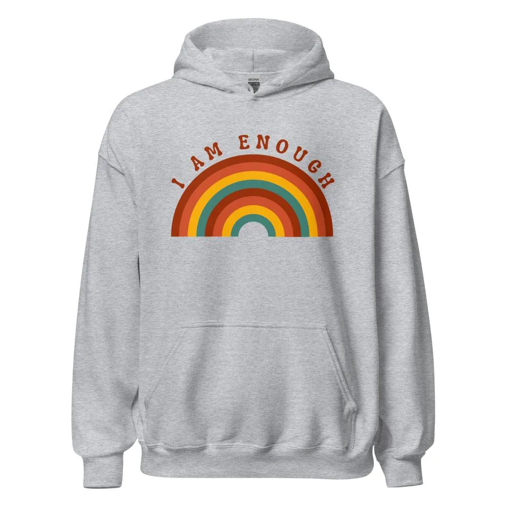 I AM ENOUGH RAINBOW Positive Message Custom Graphic Hoodie for Men