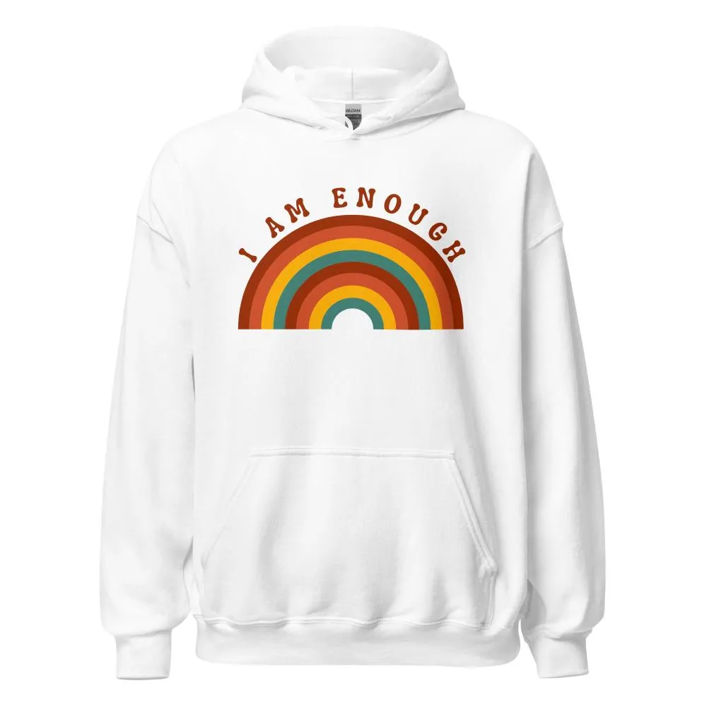 I AM ENOUGH RAINBOW Positive Message Custom Graphic Hoodie for Men