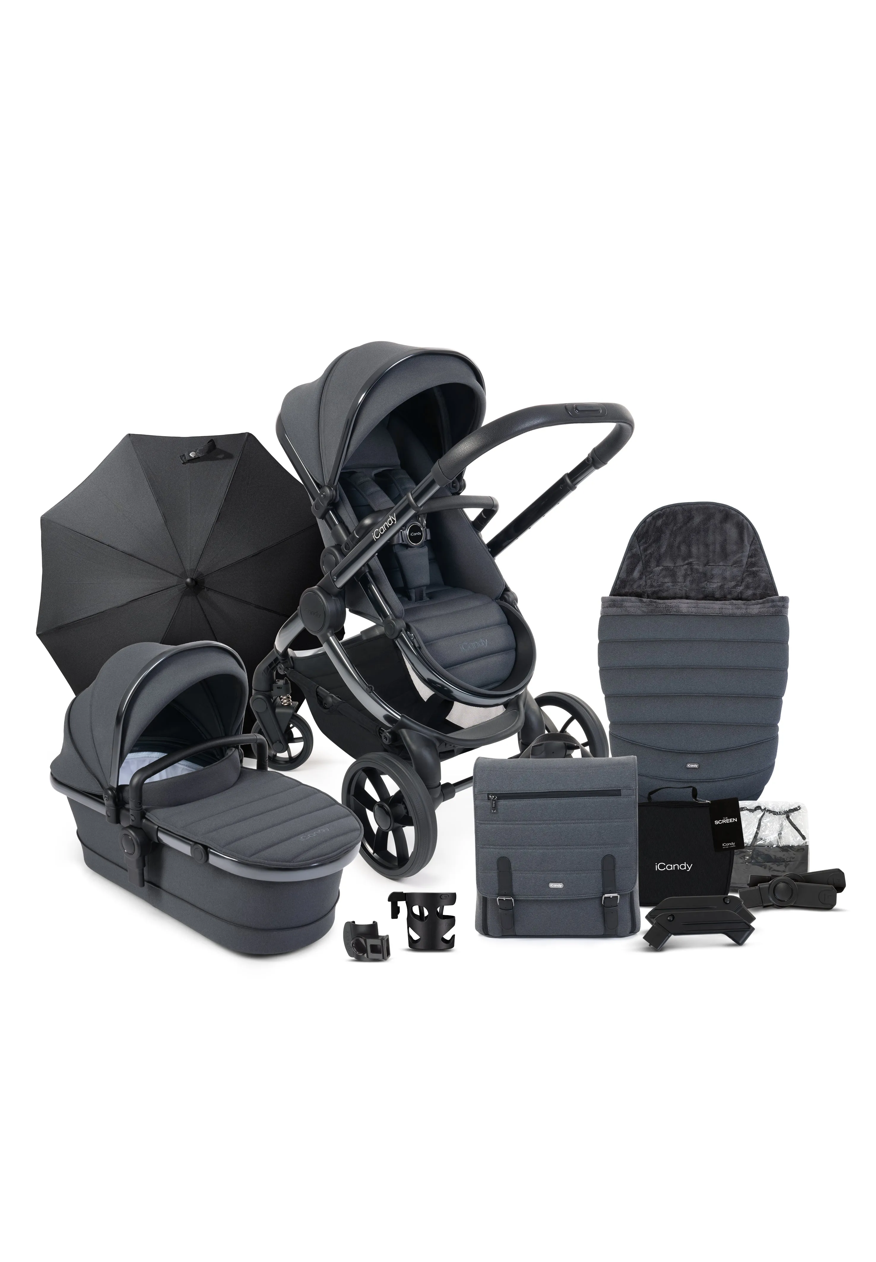 iCandy Peach 7 Complete Bundle with Cloud T Car Seat & T Base - Dark Grey In Store Only