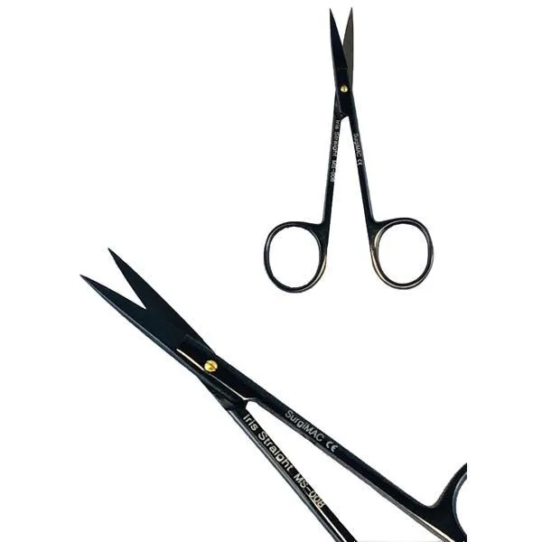 Iris Scissors 4.5" straight tips with TC - SurgiMac's MacBlack
