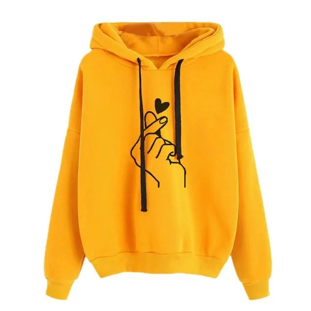 Jade - Korean Finger Heart Hoodies