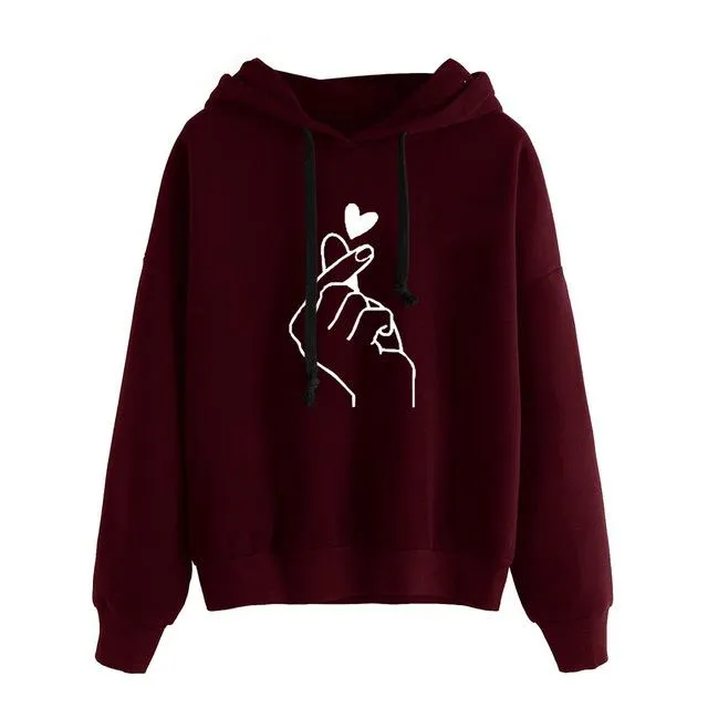Jade - Korean Finger Heart Hoodies
