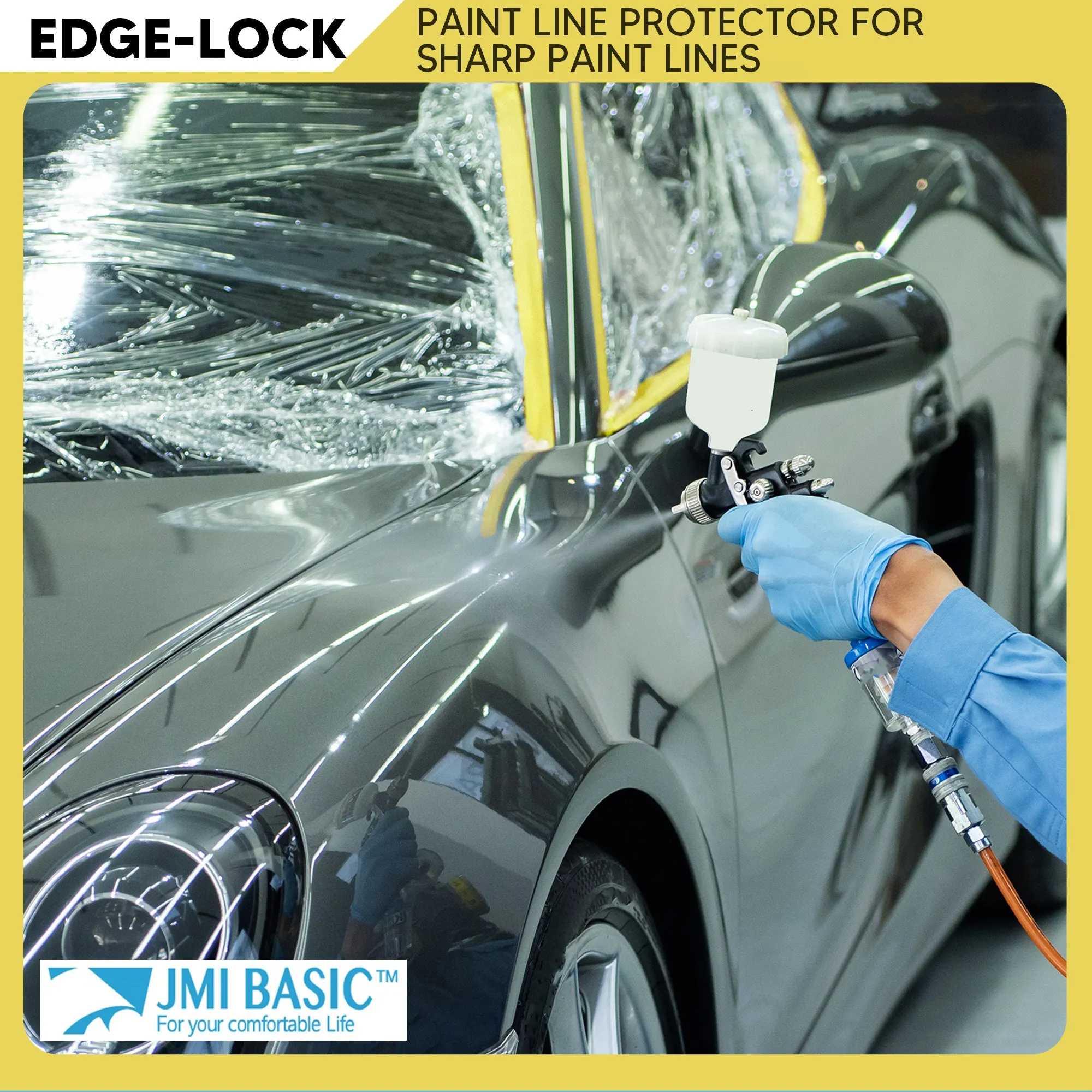 JMIBASIC Yellow Painters Tape for Car Paint - Assorted Size Automotive Masking Tape