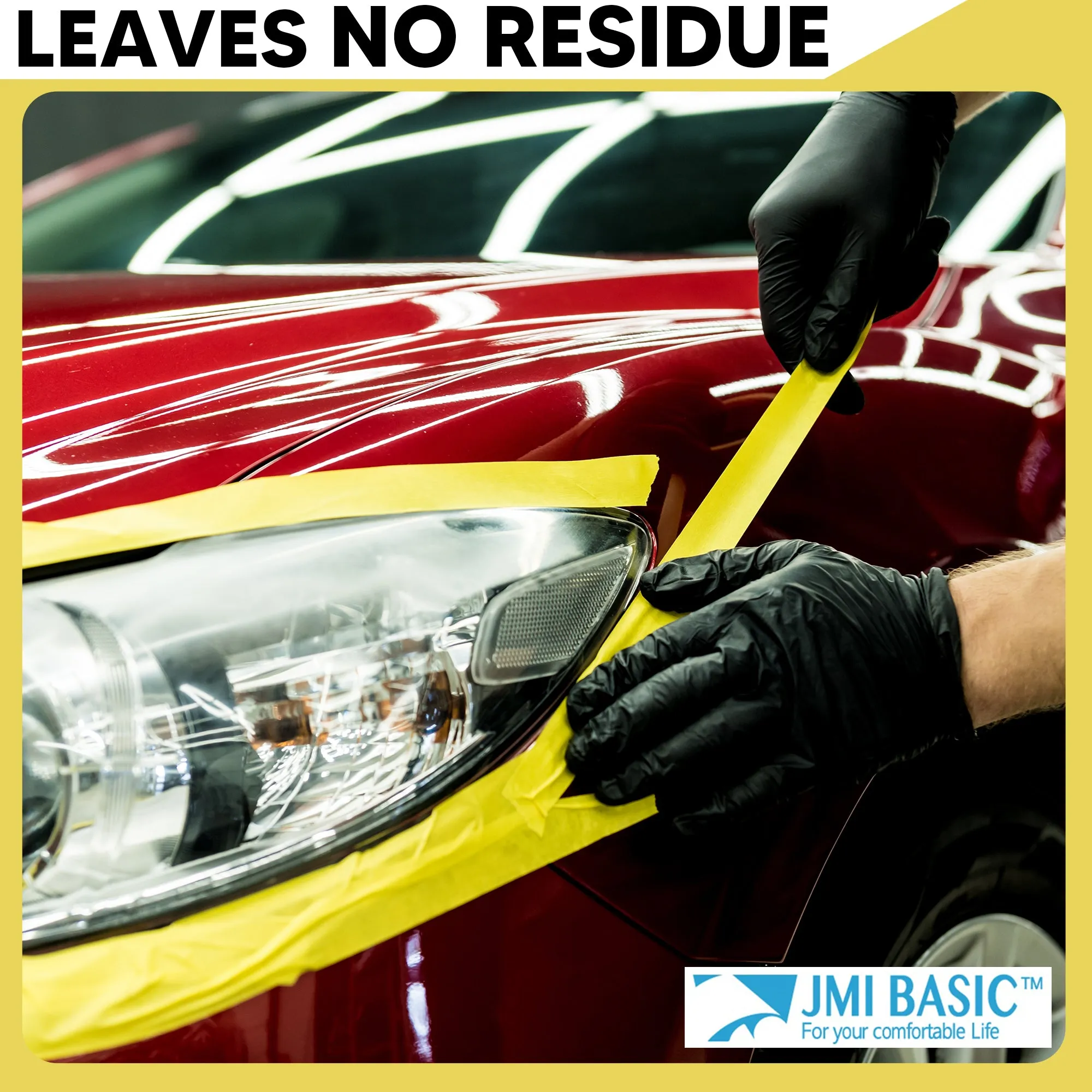 JMIBASIC Yellow Painters Tape for Car Paint - Assorted Size Automotive Masking Tape