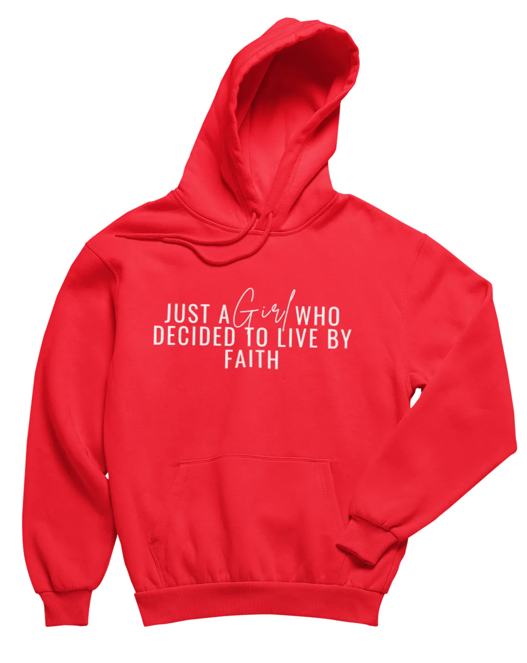 Just A Girl Living By Faith Hoodie - Red/White