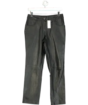 Karen Millen Black Leather Skinny Cropped Jean UK 8