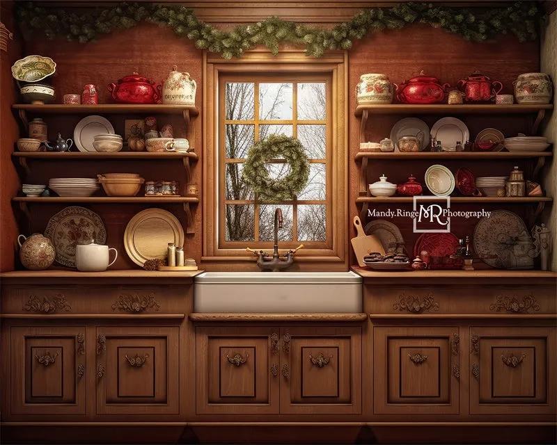 Kate Cozy Christmas Kitchen Backdrop Designed by Mandy Ringe Photography