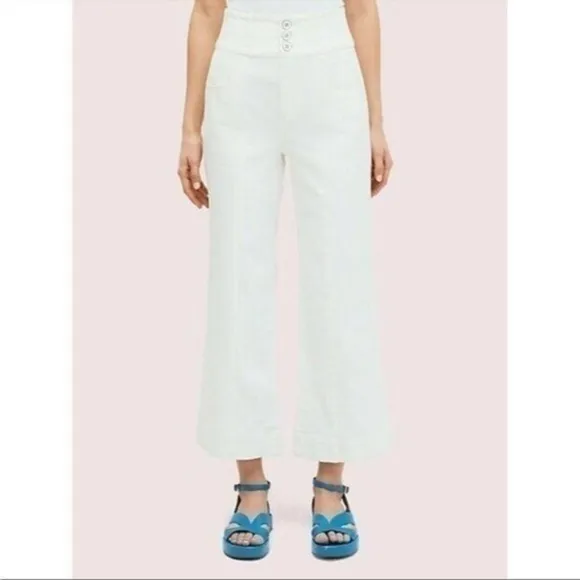 Kate spade white denim cropped flare pant