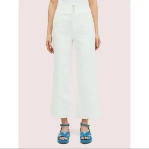 Kate spade white denim cropped flare pant