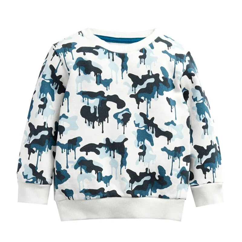 Kids Abstract Print Long Sleeve Cotton Sweatshirts - White