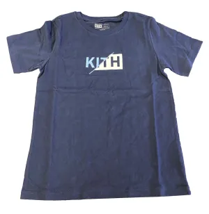 KITH Unisex Kid's Navy Slashed Box Logo T-Shirt KHK3029 Size 10/11 NWT