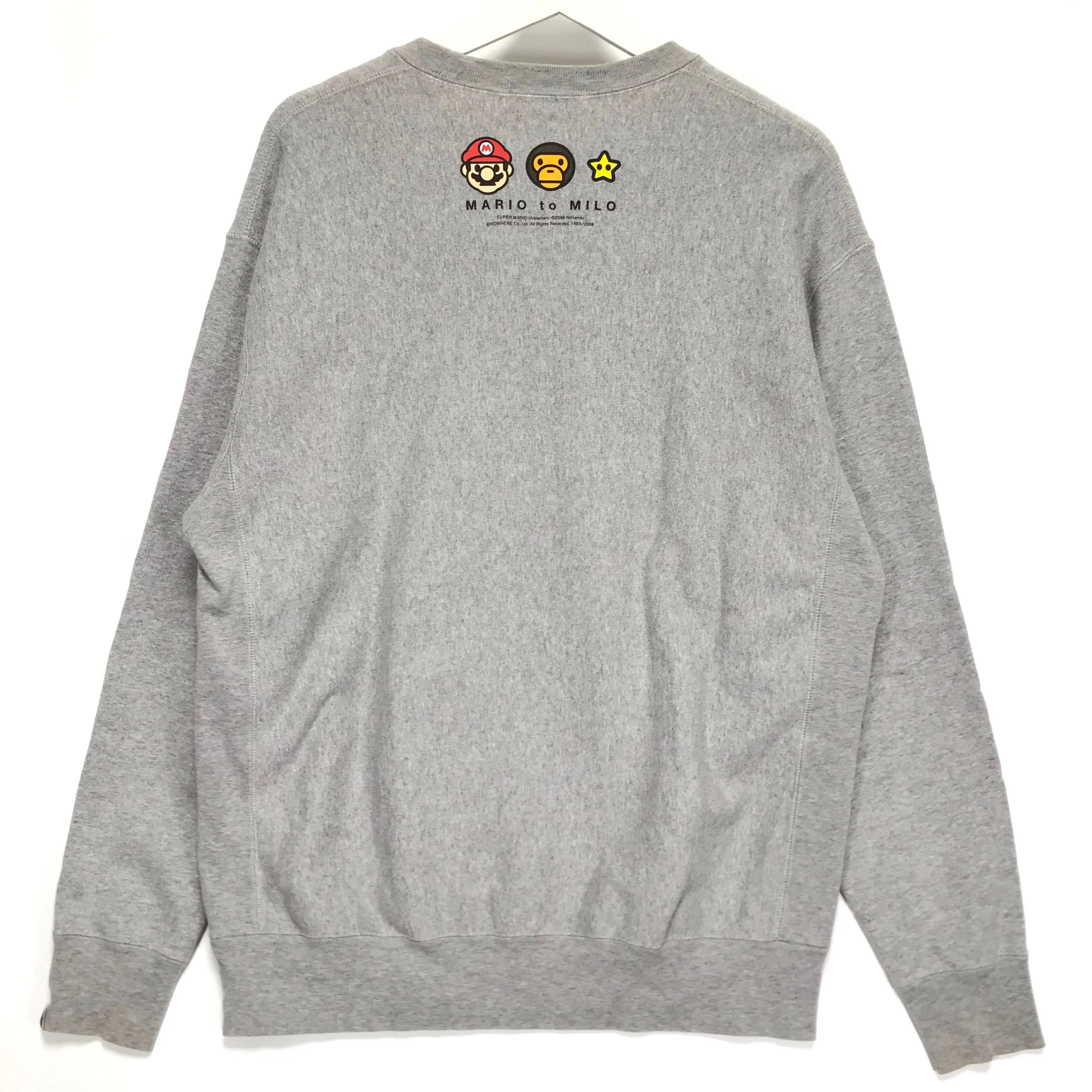 [L] A Bathing Ape Bape Mario Crewneck Sweatshirt Grey