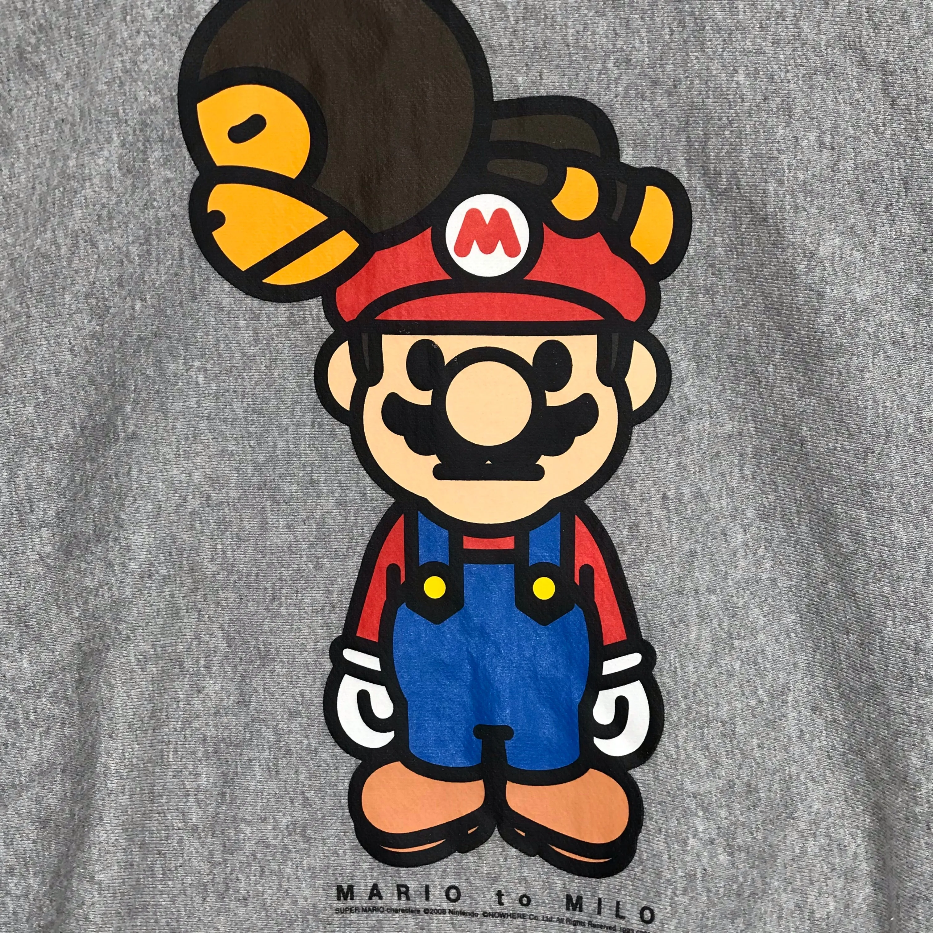 [L] A Bathing Ape Bape Mario Crewneck Sweatshirt Grey