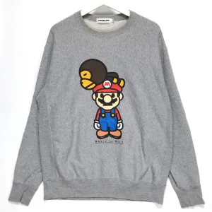 [L] A Bathing Ape Bape Mario Crewneck Sweatshirt Grey