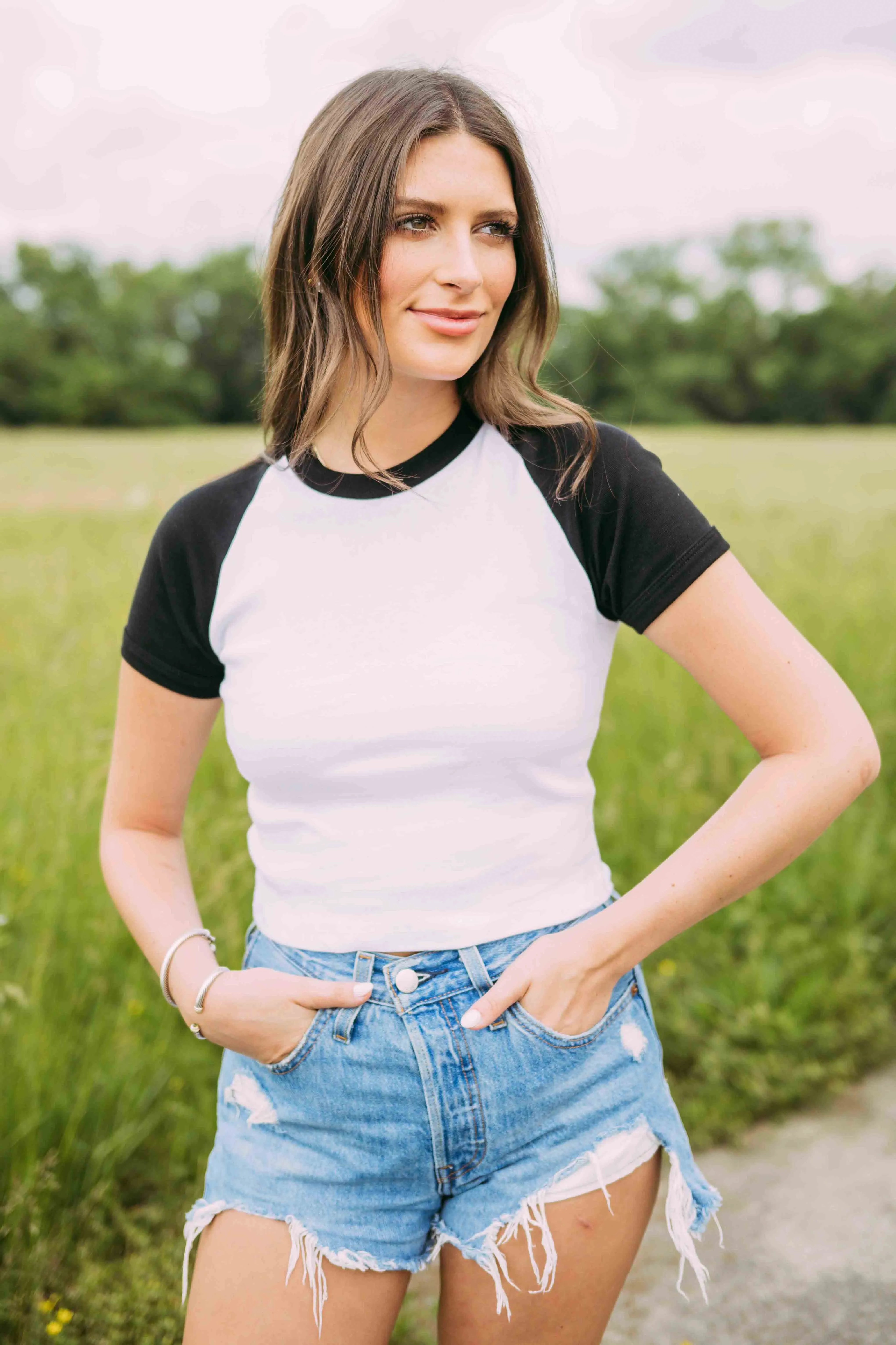 LA Apparel Baby Rib Short Sleeve Raglan