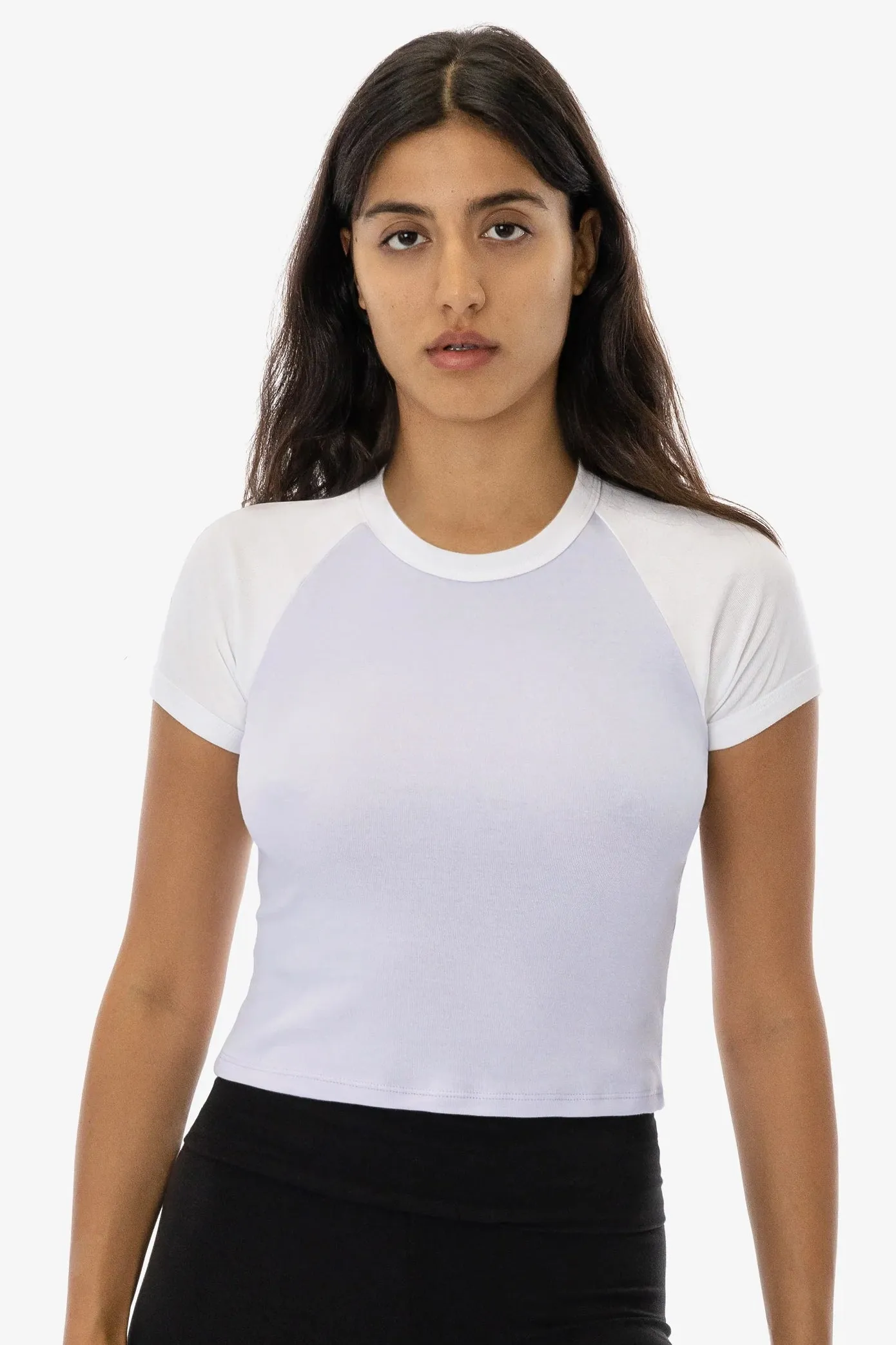 LA Apparel Baby Rib Short Sleeve Raglan