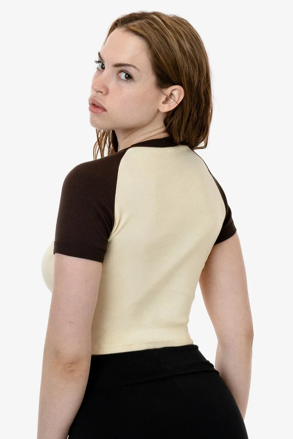 LA Apparel Baby Rib Short Sleeve Raglan