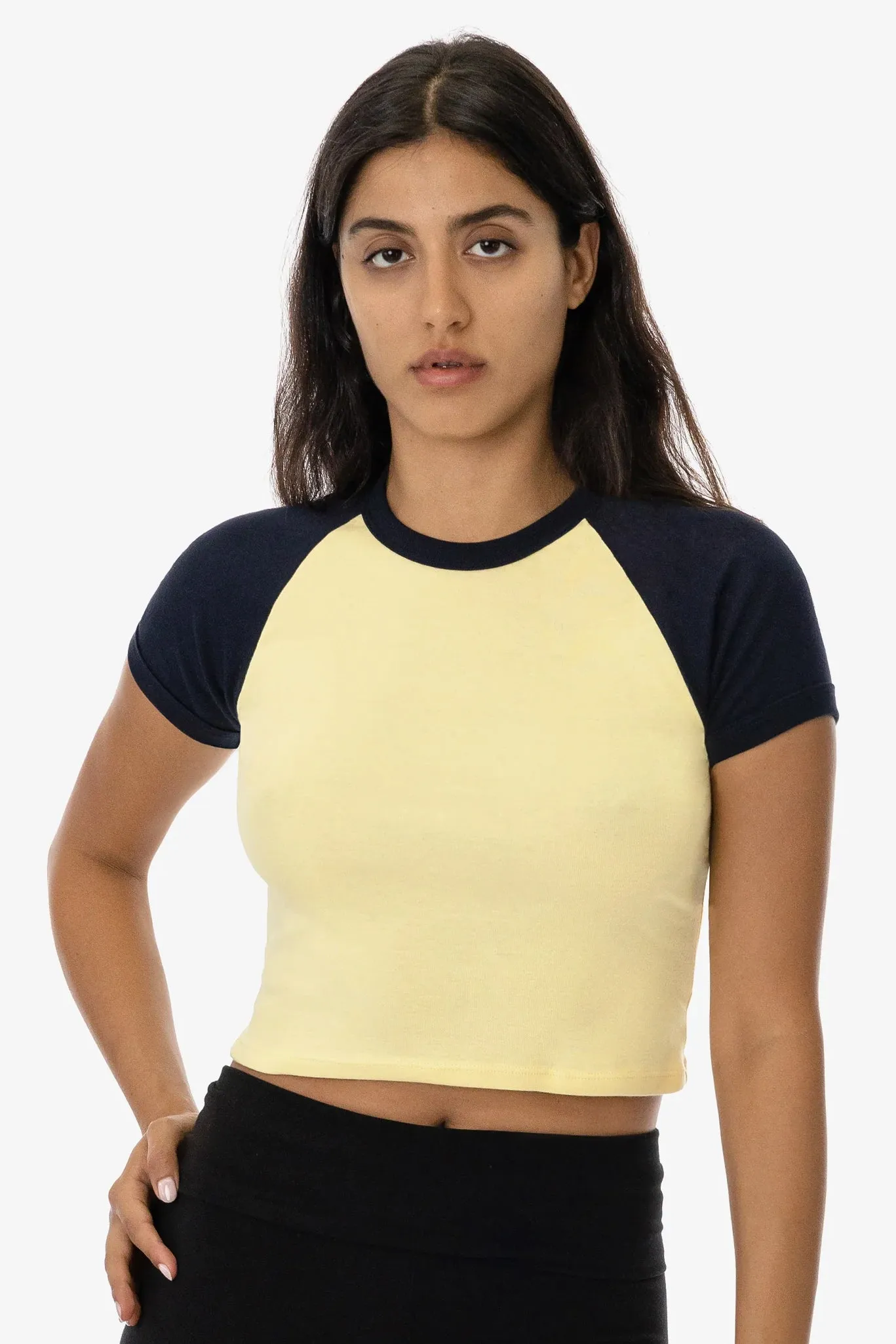 LA Apparel Baby Rib Short Sleeve Raglan