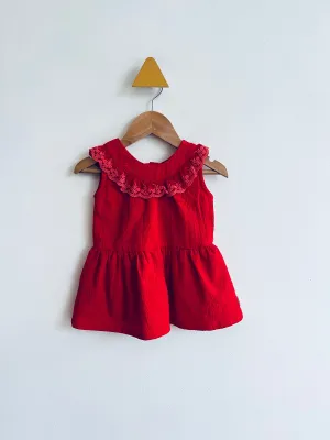 Lace Ruffle Textured Dress // 6-12M