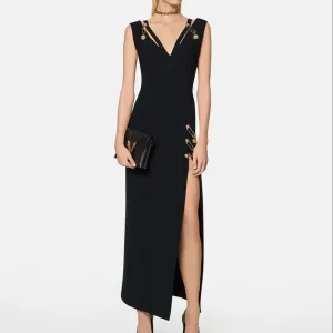 Leakage Back Waist High slit Long Bandage Dress