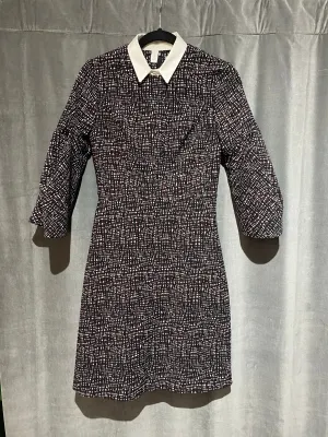 Lela Rose Textured Three Quarter Sleeve Dress with Removable Collar