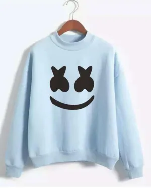 LIGHT BLUE SMILE SWEATSHIRT FOR womens