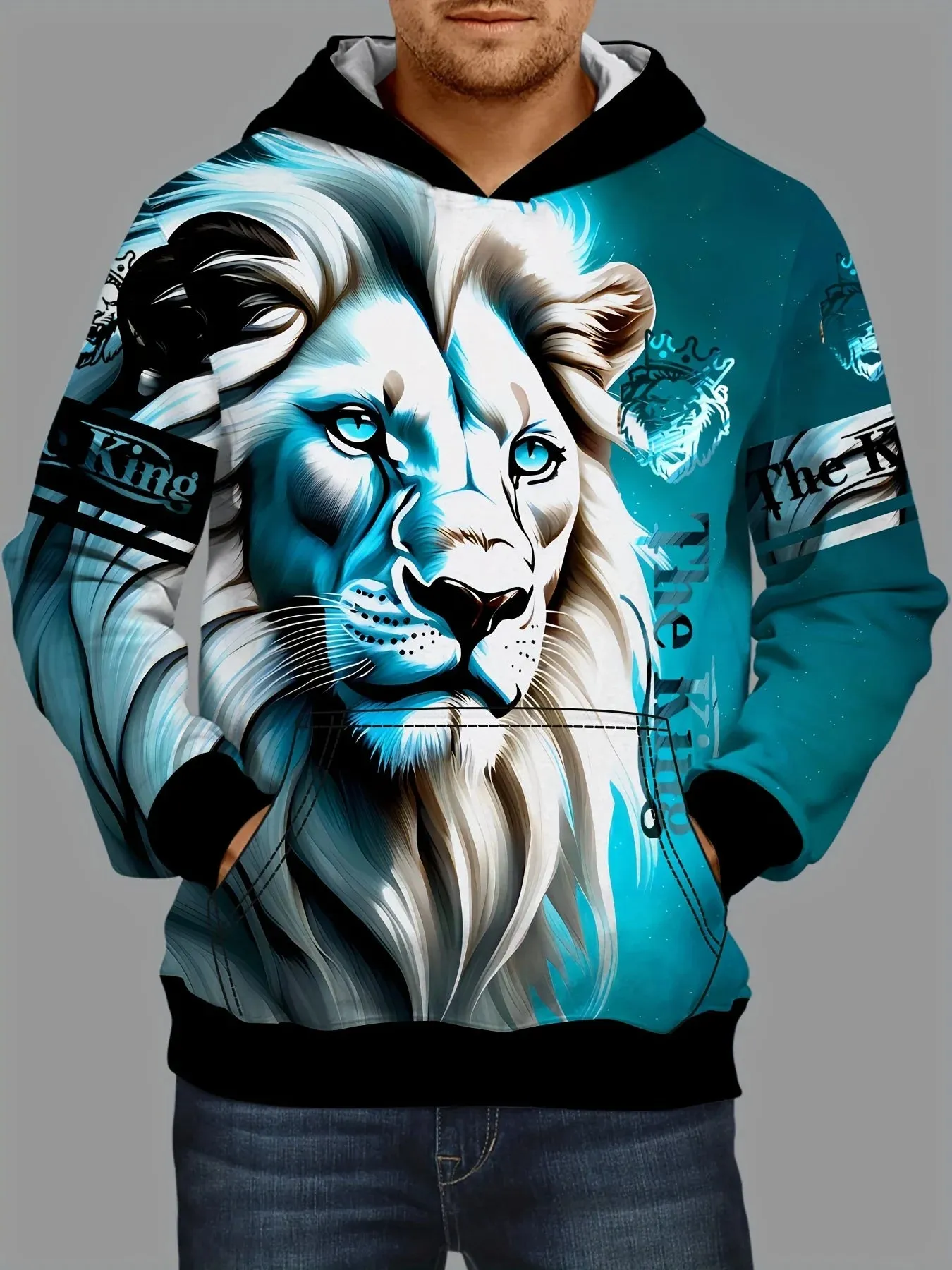 Lion 3d Print Hoodies For Men