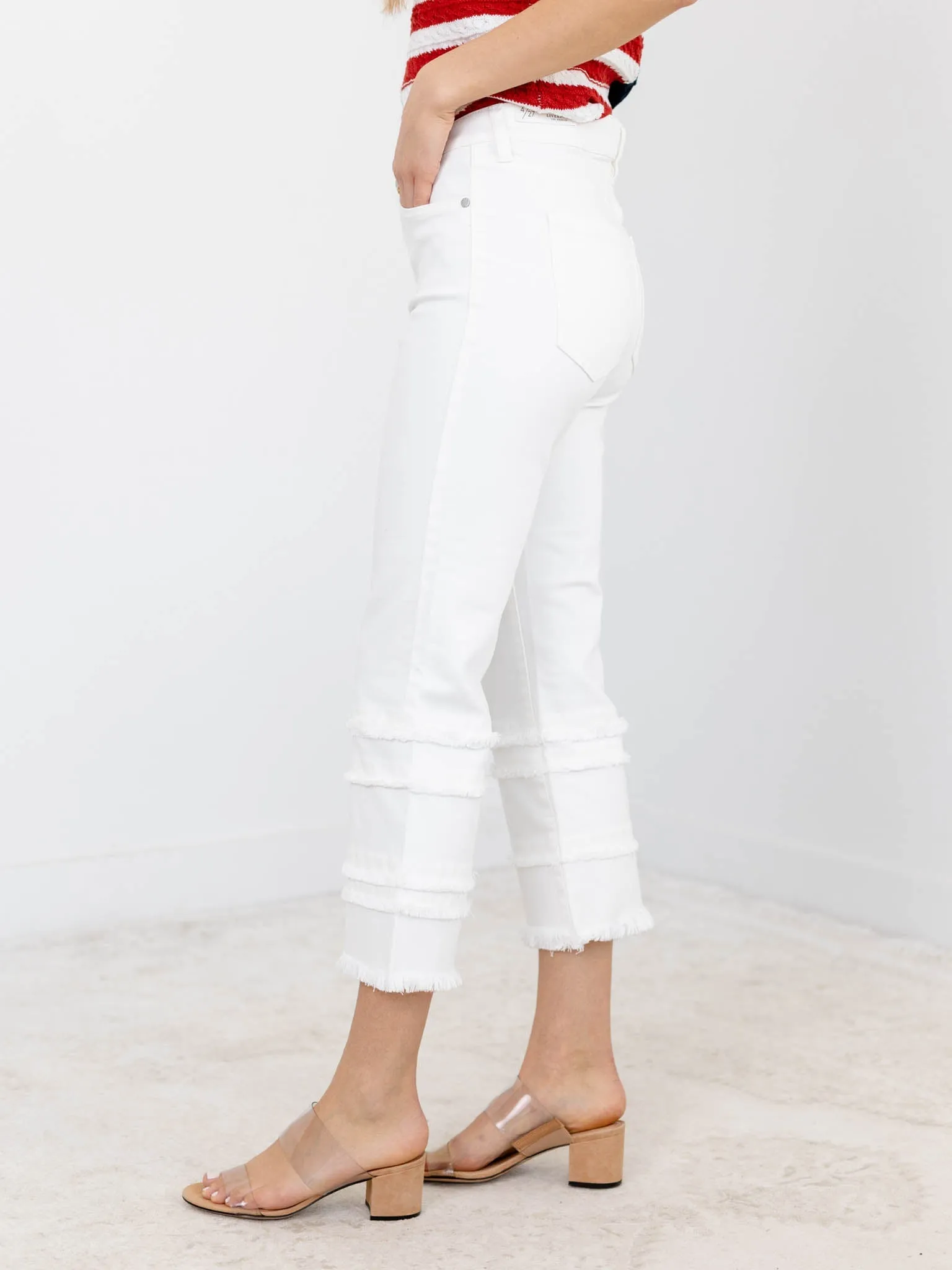 Liverpool Bone White Hannah Crop Flare