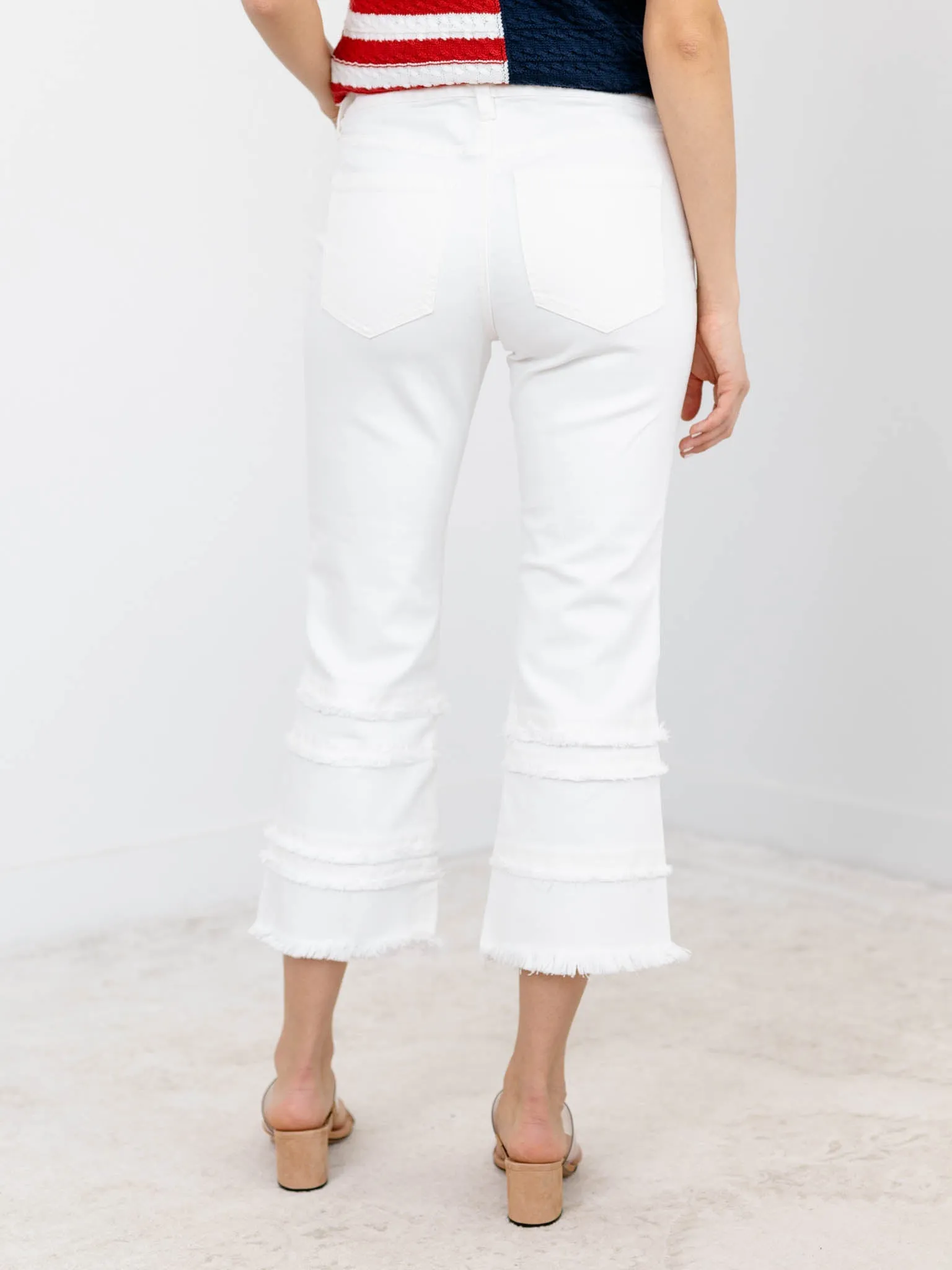 Liverpool Bone White Hannah Crop Flare