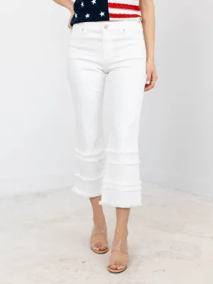 Liverpool Bone White Hannah Crop Flare