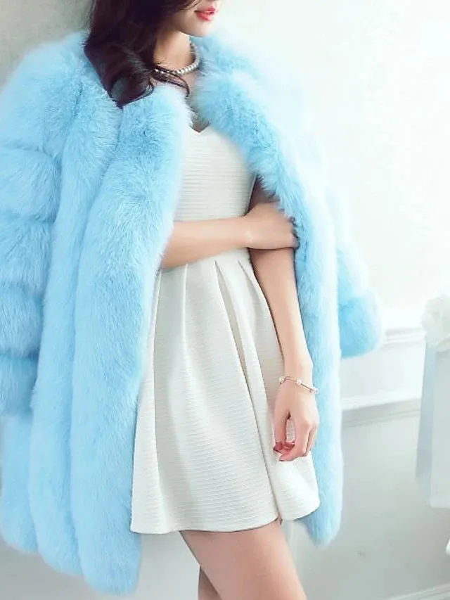 Long Sleeve Faux Fur Wedding Women's Wrap With Fur Coats / Jackets