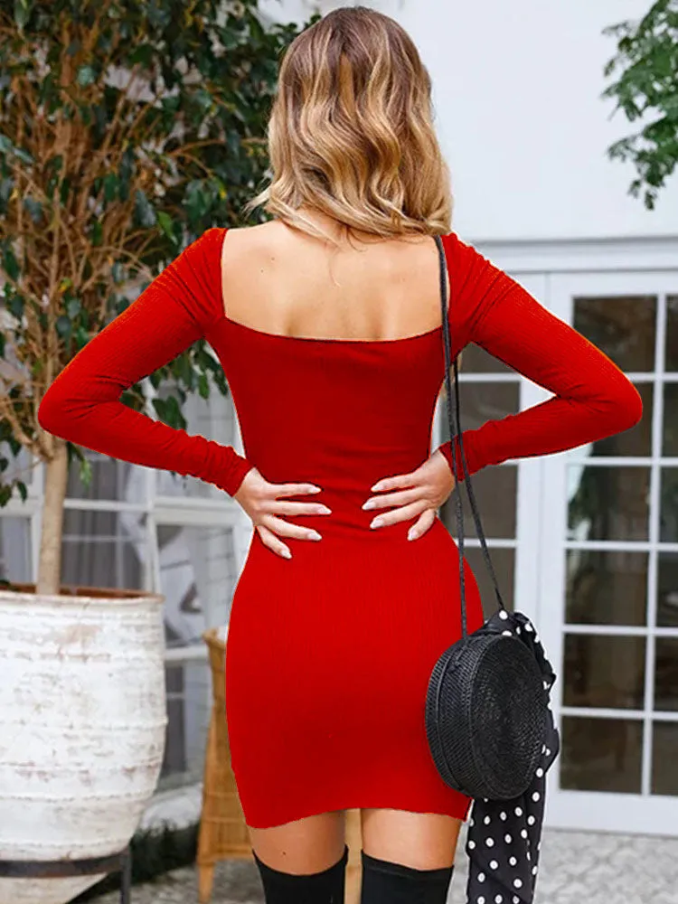 Long-sleeved Slim Sexy Hip Dress Spring and Summer Women