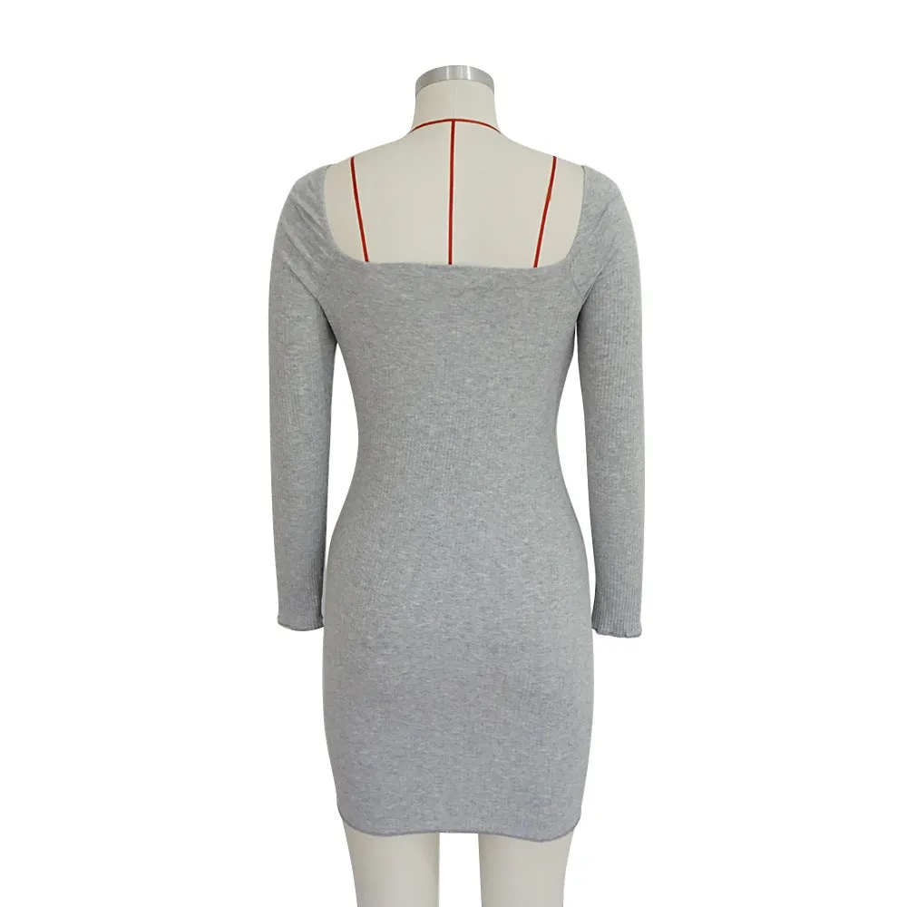 Long-sleeved Slim Sexy Hip Dress Spring and Summer Women