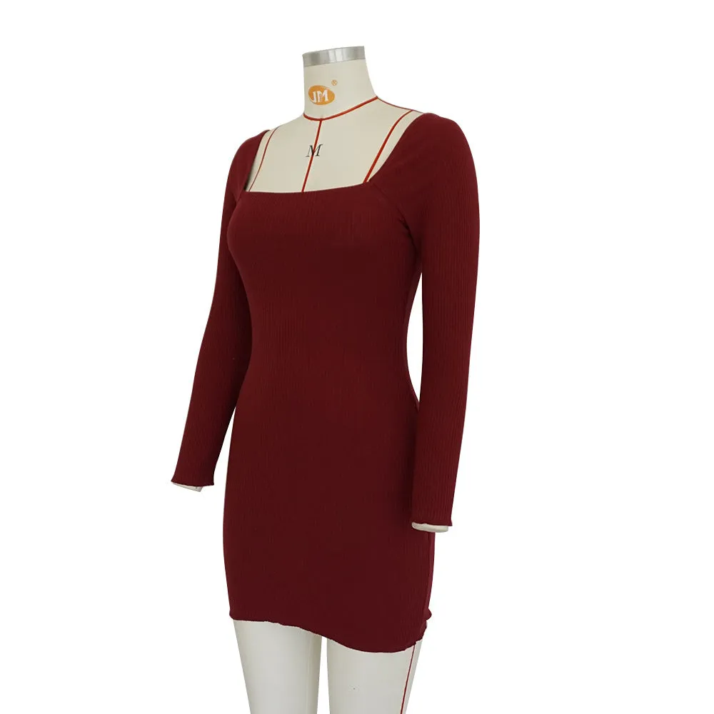Long-sleeved Slim Sexy Hip Dress Spring and Summer Women