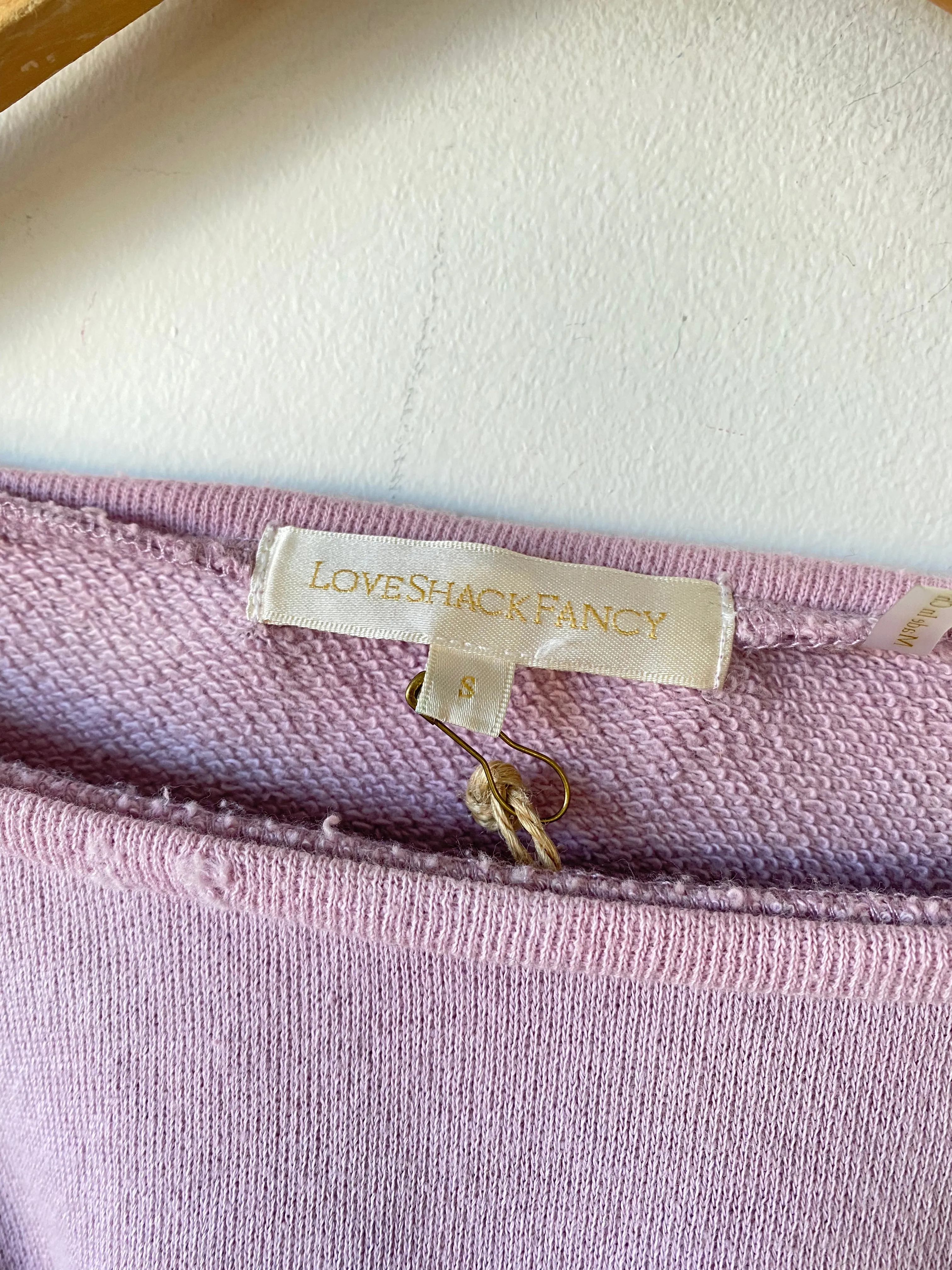 Love Shack Fancy Cropped Lavender Sweatshirt