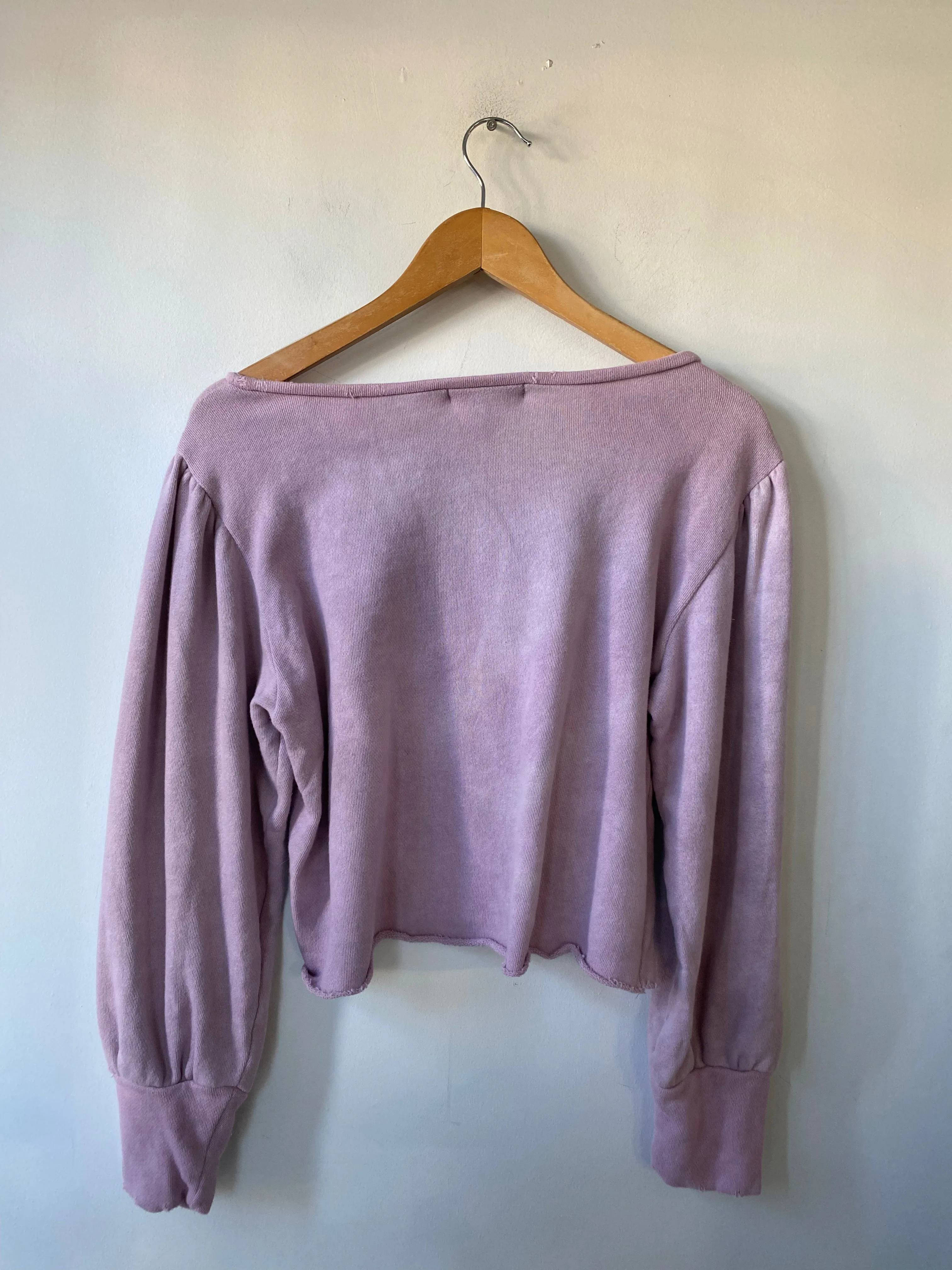 Love Shack Fancy Cropped Lavender Sweatshirt