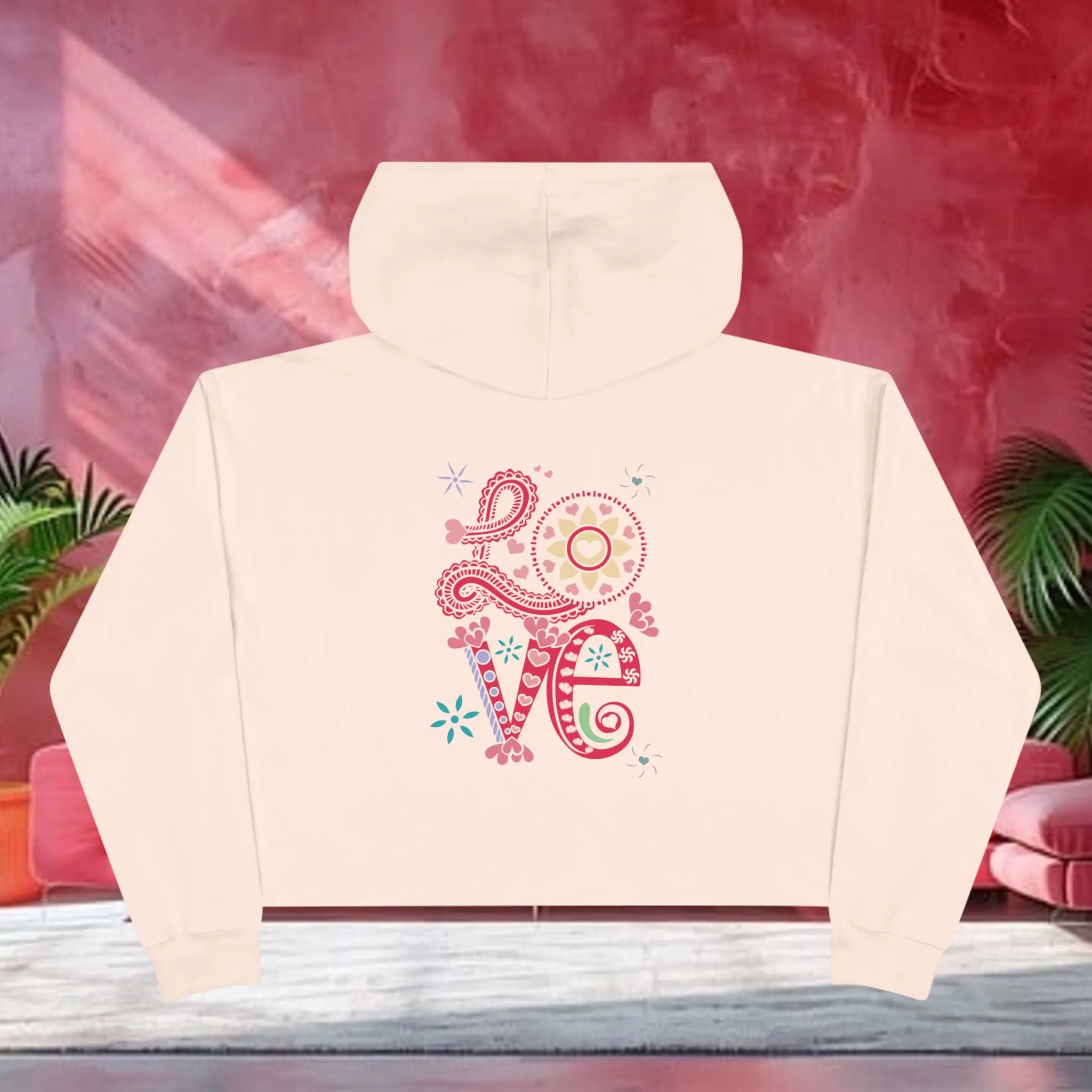 Love Typographical Art Cropped Hoodie