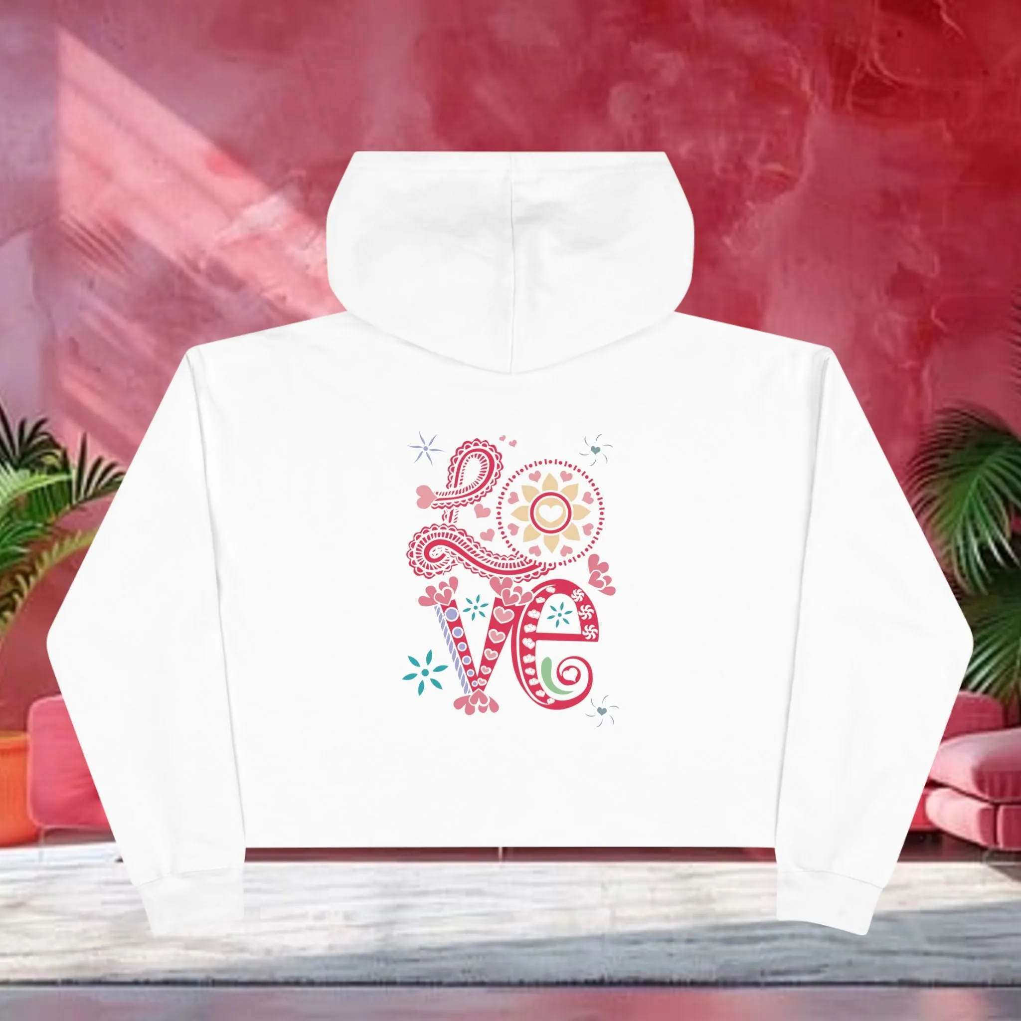 Love Typographical Art Cropped Hoodie