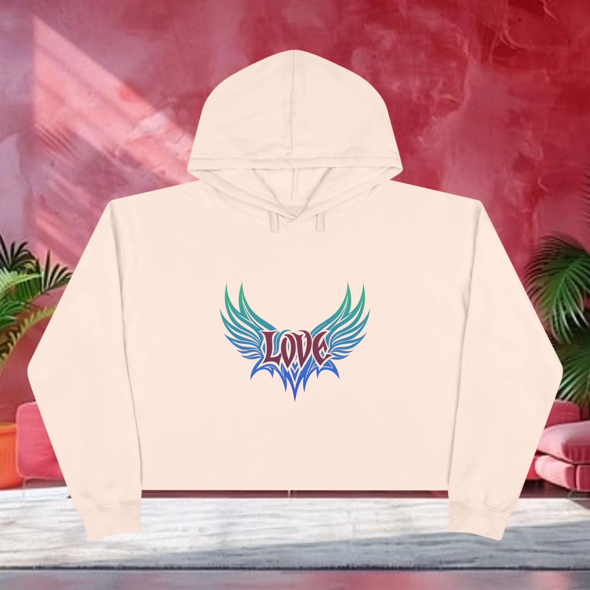 Love Typographical Art Cropped Hoodie